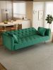 71 inch convertible love seat sofa, American retro green velvet, suitable for small living room, bedroom, office