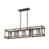 Desaki Imitation Wood Grain/Matte Black 5-light Chandelier