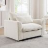 Beige Corduroy Deep Seat Single Sofa Accent Chair,Deep Seat Couch with Waist Pillow for Living Room/Apartment/Office