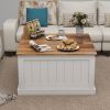31.5" Farmhouse Coffee Table, Square Wood Center Table with Hinged Lift Top