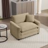 Tan Corduroy Fabric, Comfortable Single Chair Deep Seat Sofa With One Pillow, Suitable for Living Room and Bedroom, Club Multiple Occasions