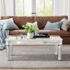 Silver Mirrored Coffee Table, Vintage Carved Elements, Rectangle Glass Tea Table with Mirrored Finish
