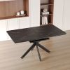 62.4" Extendable 78.15"Very large Black Dining Table Modern Mid-Century Kitchen Table Set for Dining Room, party Table,Conference table