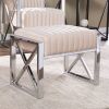 Ellison Velveteen Ottoman – Champagne w/ Chrome