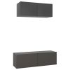 2 Piece TV Cabinet Set Gray Engineered Wood