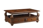 Walnut 4-Drawer Coffee Table with 1 Shelf