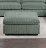Contemporary Living Room Furniture Ottoman Sage Color Corduroy 1pc Soft Cushion Ottoman Wood Legs