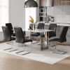 Table and chair set, modern and minimalist dining table. Imitation marble glass sticker desktop, stainless steel legs
