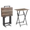 No Assembly Required TV Trays for Eating Set of 4 with Stand,Folding Snack Tray Table Set,Folding TV Dining Tables for Small Space