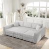 106.3" Soft Rabbit Plush U-shaped 6-Person Sofa. Matches 30.7" Ottoman with Hydraulic Lift. Comfortable & Stylish. For Bedroom & Living Room. Light Gr
