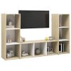 TV Cabinets 3 pcs White and Sonoma Oak 42.1"x13.8"x14.6" Engineered Wood