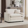 Light Beige Corduroy Fabric, Comfortable Single Accent Chair Deep Seat Sofa With One Pillow, Suitable for Living Room and Bedroom