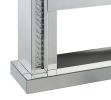Wood and Mirror Electric Fireplace with Embedded Faux Crystals, Clear