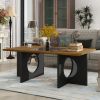 47" Contemporary Wood Rectangular Coffee Table with Clear Tempered Glass Top, Black and Light Espresso Top