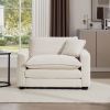 Light Beige Corduroy Fabric, Comfortable Single Accent Chair Deep Seat Sofa With One Pillow, Suitable for Living Room and Bedroom