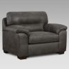 Tirana Contemporary 2-Piece Living Room Set, Fabric Pillow-top Arm Chair with Ottoman, Sequoia Ash