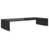TV Stand/Monitor Riser Glass Black 27.6"x11.8"x5.1"
