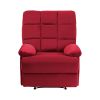 Reclining Chair Red Velvet Upholstery Square Tufted Back Pillowtop Arms Solid Wood Furniture Modern Living Room Recliner 1pc