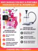 Pink Hookah Set with Everything Hookah 2 Hose Hookah Set YADO Square Hookah To Go with Hookah Charcoal Holder Heat Management Device and Big Silicone