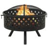 gFire Pit with Poker 26.8" XXL Steel