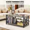 lVEVOR 40" Farmhouse Coffee Table, Rectangle Coffee Table with Open Storage Compartment, Wooden Rustic Cocktail Table for Living Room, Bedroom