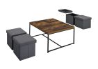Caitlin 35" Weathered Oak Wood Grain 5 Piece Coffee Table Set