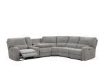 Anthony 114" Wide Light Gray Chenille Fabric Power Reclining Sectional with Power Headrest, Charging Ports, Storage, and Cupholders