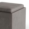 Rockwood - Cube Storage Ottoman with Tray - Distressed Slate Grey