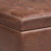 Shay - Mid Century Small Coffee Table Storage Ottoman - Distressed Saddle Brown