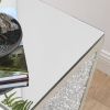 Inverted triangular mirror square table, crystal diamond inlaid coffee table, silver glass side table suitable for corridors, living rooms, corners