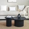 Modern Round Coffee Table Set – Dual Table Combination with Unique Fluted Table Leg Design, Stylish Living Room Furniture