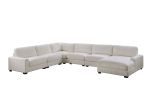 Beige Color 6pc Modular Sectional Set Welt Corduroy Couch LAF Chair, Corner wedge, RAF Chaise, 3x Armless Chairs Living Room Furniture