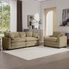 Modern Living Room Sofa Two-Piece Set, Suitable for Living room and Bedroom Sofa Set, Consists of a Single Seat and a 3-Seater Sofas, Tan Corduroy