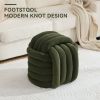 060-Chenille Fabric Modern Knot Design Ottoman Makeup Stool Footstool, Comfortable and Stylish Seat for Living Room, Bedroom,Green