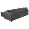 U_STYLE Upholstery Sleeper Sectional Sofa Grey with Storage Space, 2 Tossing Cushions