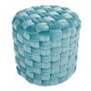 Braided Round 16" Ottoman in Ice Blue Velvet by LumiSource