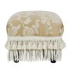 Fiona Accent Footstool Ottoman, Champagne Beige Floral Jacquard