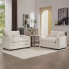 Luxurious and Sophisticated Deep Seated Sofa Set with Two Single Sofas in Light Beige Corduroy Fabric, Set of 2 Accent Chair for Living Room