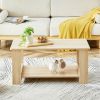 Modern minimalist log colored double layered rectangular coffee table, tea table.MDF material is more durable,Suitable for living room, bedroom