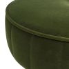 Riley 16" Round Footstool Ottoman, Olive Green Performance Velvet