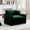 Comfortable Single Deep Seat Sofa With One Pillow, Suitable for Living Room and Bedroom, Club Multiple Occasions,Green Corduroy