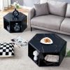 Modern Minimalist Black Hexagonal Coffee Table Set.Hexagonal MDF coffee table, characteristic pattern stickers