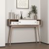 Entryway Table with 2 White Sliding Doors, Console Table with Storage Space and Wood Legs,Sofa Table Behind Couch for Hallway, Living Room