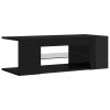 TV Cabinet with LED Lights High Gloss Black 35.4"x15.4"x11.8"