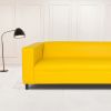Yellow Faux Leather Sofa, Modern 3-Seater Sofas Couches for Living Room, Bedroom, Office, and Apartment with Solid Wood Frame