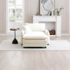 Single Deep Seat Sofa With Footstool With One Pillow, Suitable for Living Room and Bedroom, Club Multiple Occasions,White Corduroy