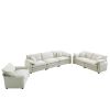3 Piece Comfortable Oversized Sectional Sofa, One Single Sofa and One 2-Seater Sofa and One 3-Seater Sofa , Beige Corduroy Deep Seat Sofa