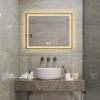 b36 in. H LED Single Bathroom Vanity Mirror in Polished Crystal Bathroom Vanity LED Mirror for Bathroom Wall Smart Lighted Vanity Mirrors