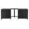 Spa Surround Spa Frame Quadrilateral Outdoor Rattan Sectional Sofa Set with Mini Sofa, Wooden Seats and Storage Spaces, Grey