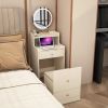 3 in 1 Vanity Desk With mirror and light ,Small makeup vanity set with charging station, With 2 drawers and open storage space, with upholstered stool